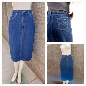 Vintage Oscar De La Renta Denim Skirt/ High‎ Waist Dark Wash Jean Skirt